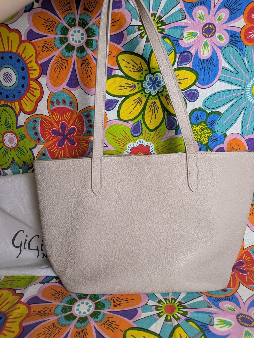 GiGi New York Pebbled Leather Tote In Taupe